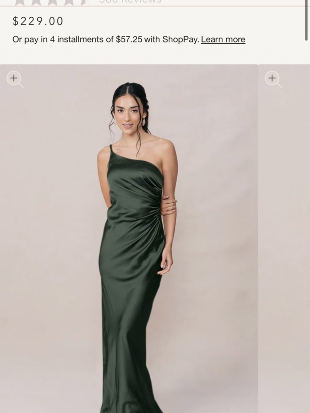 Revelry One-Shoulder Satin Gown in Olive Green